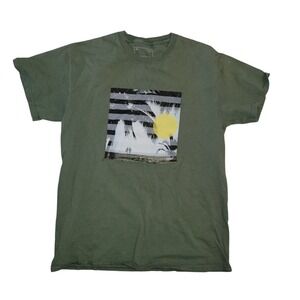 Ezekiel Premium Mens Graphic T-Shirt Olive Green Beach Surf Scene Size M